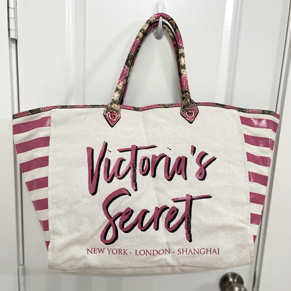 Victoria’s Secret tote with Victoria’s Secret New York, London Shanghai logo .